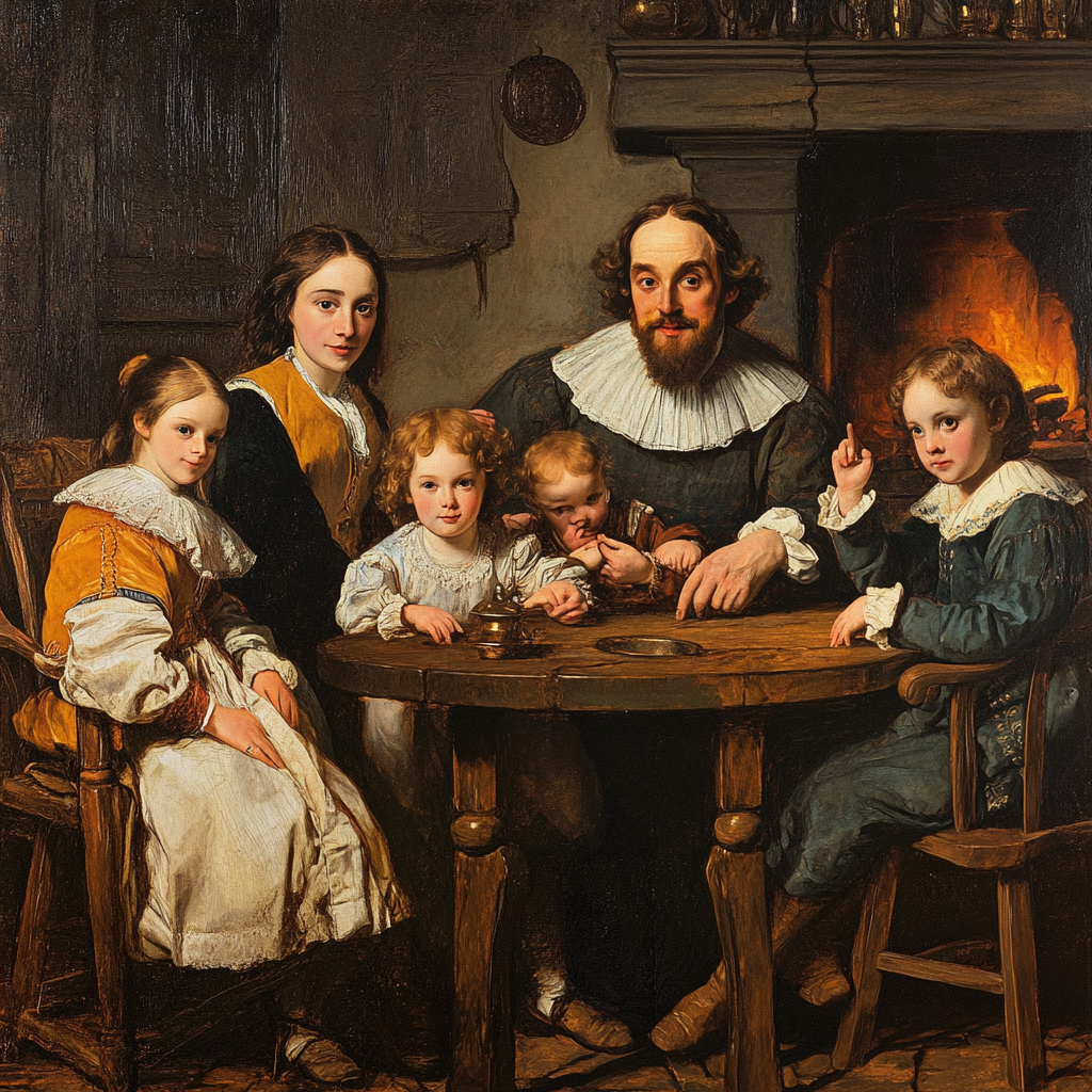 "Vintage family portrait painting"