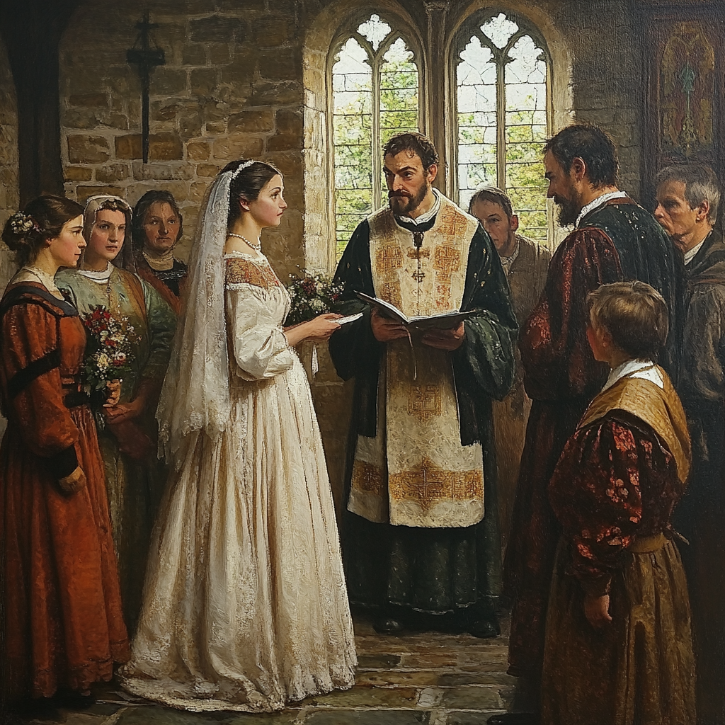 "Medieval wedding ceremony scene"