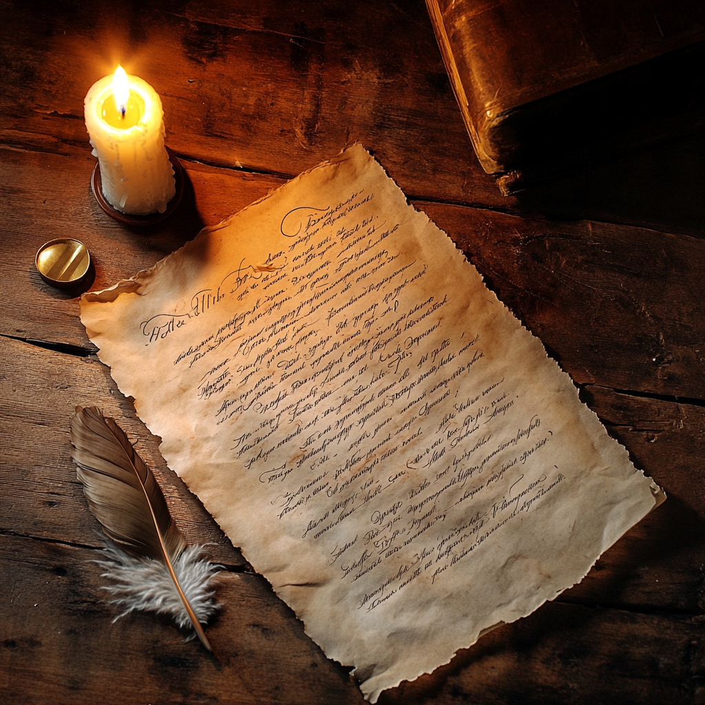 Aged parchment with quill.