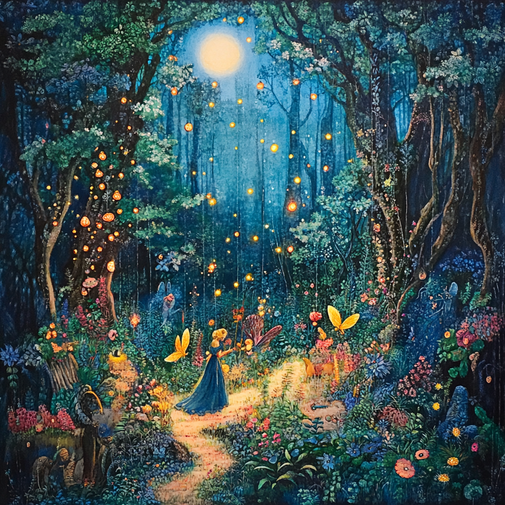 "Magical forest with fairies"