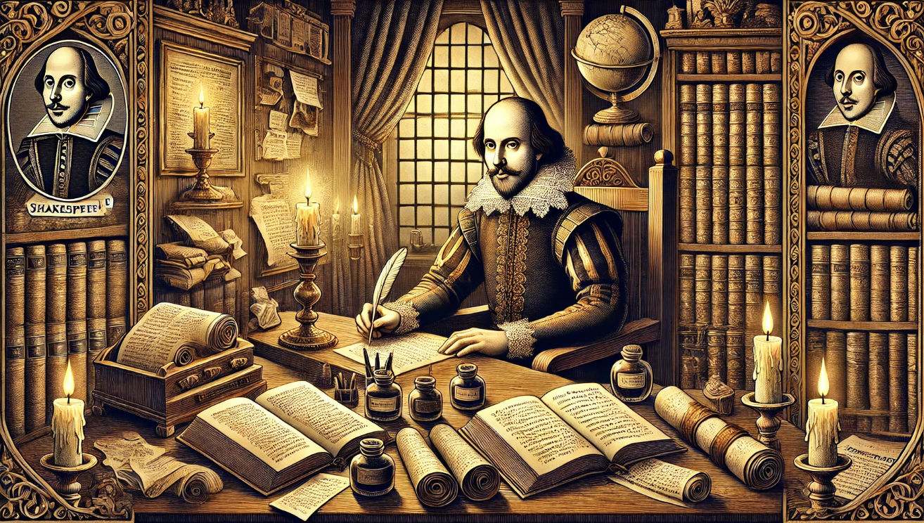 Shakespeare writing in study
