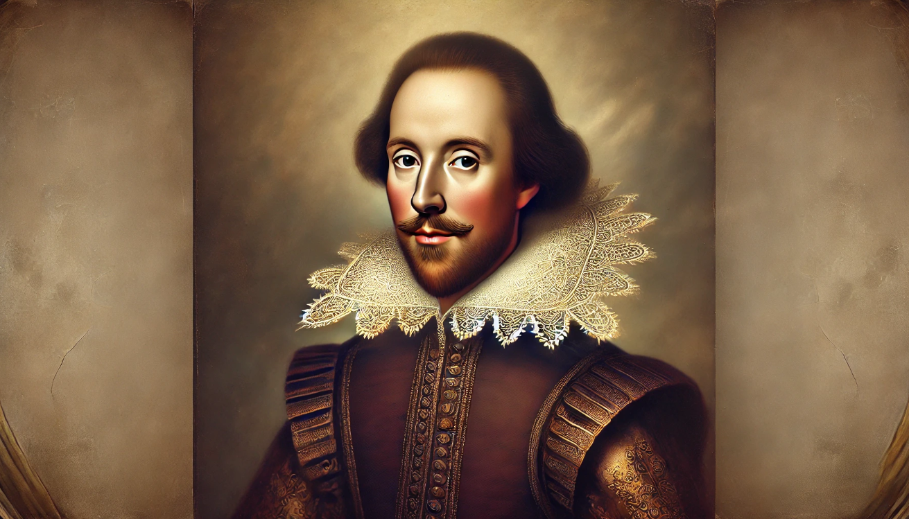 Shakespeare in Renaissance attire.