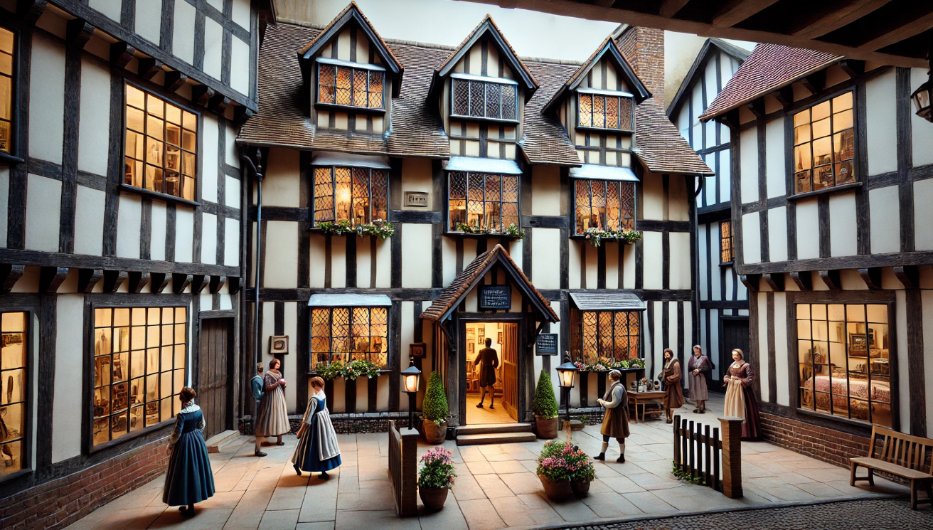 Tudor-style village street scene