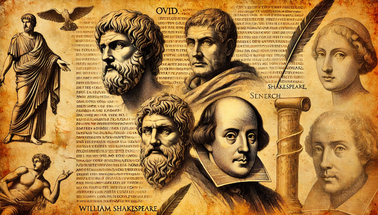 Classical writers collage background