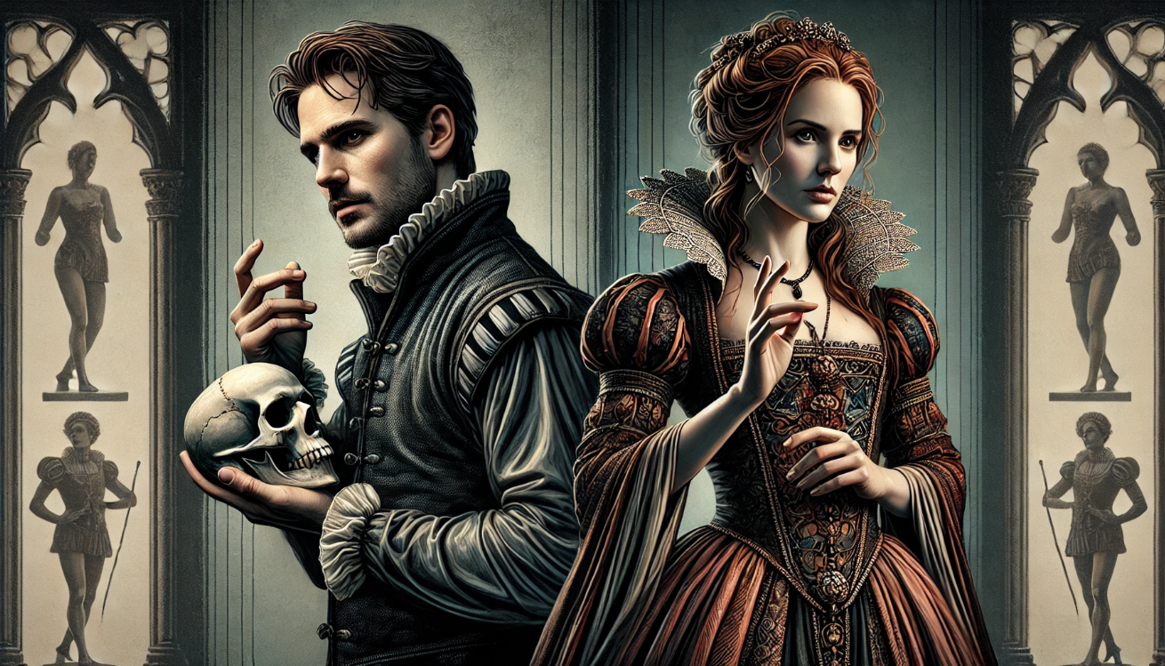 "Renaissance couple with skull." 