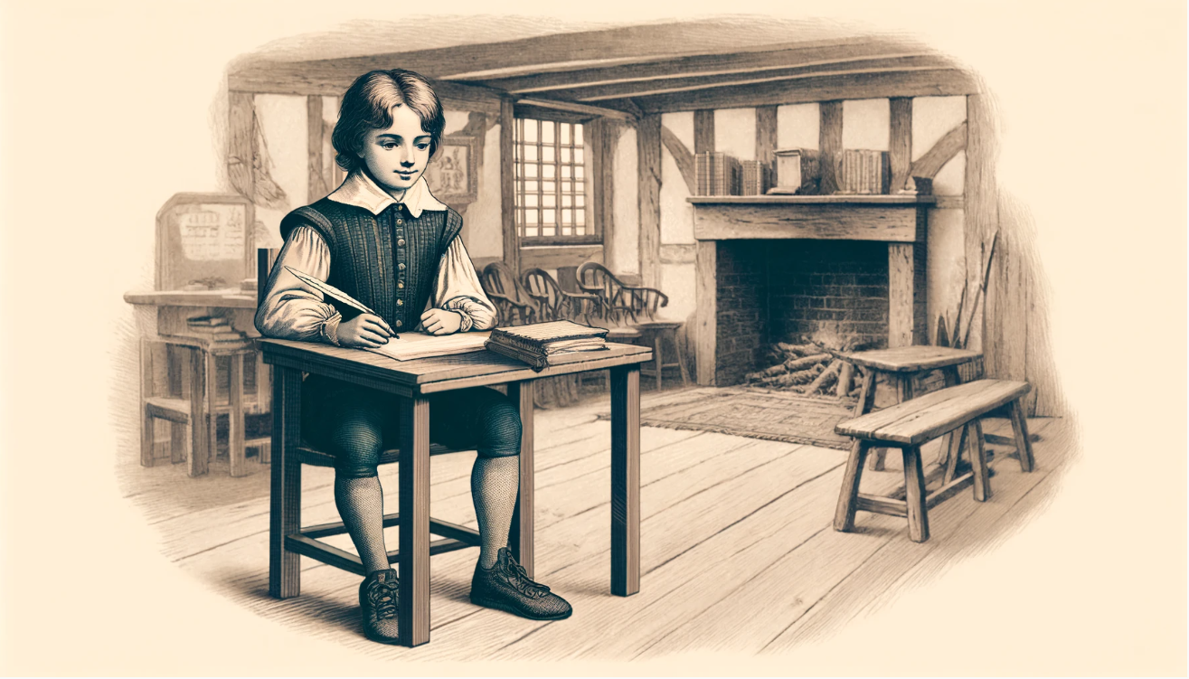 Historic classroom young student