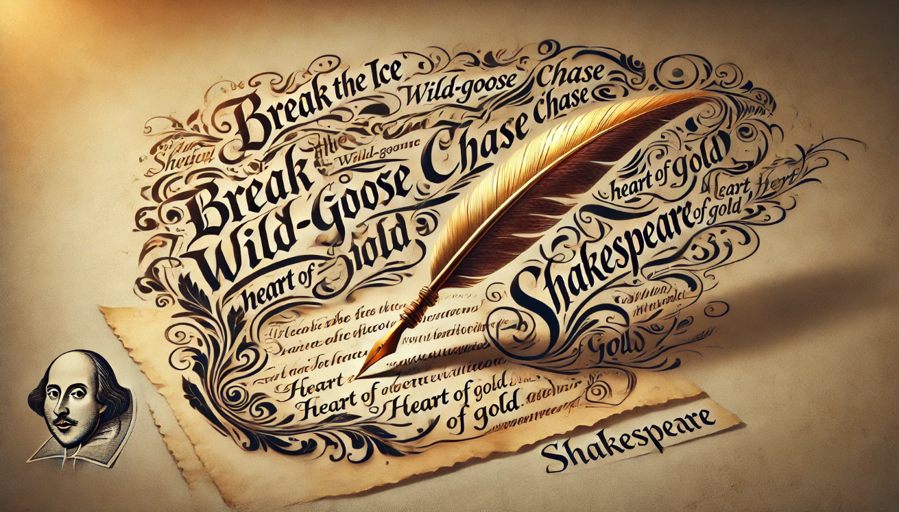 "Shakespeare quotes with quill." 