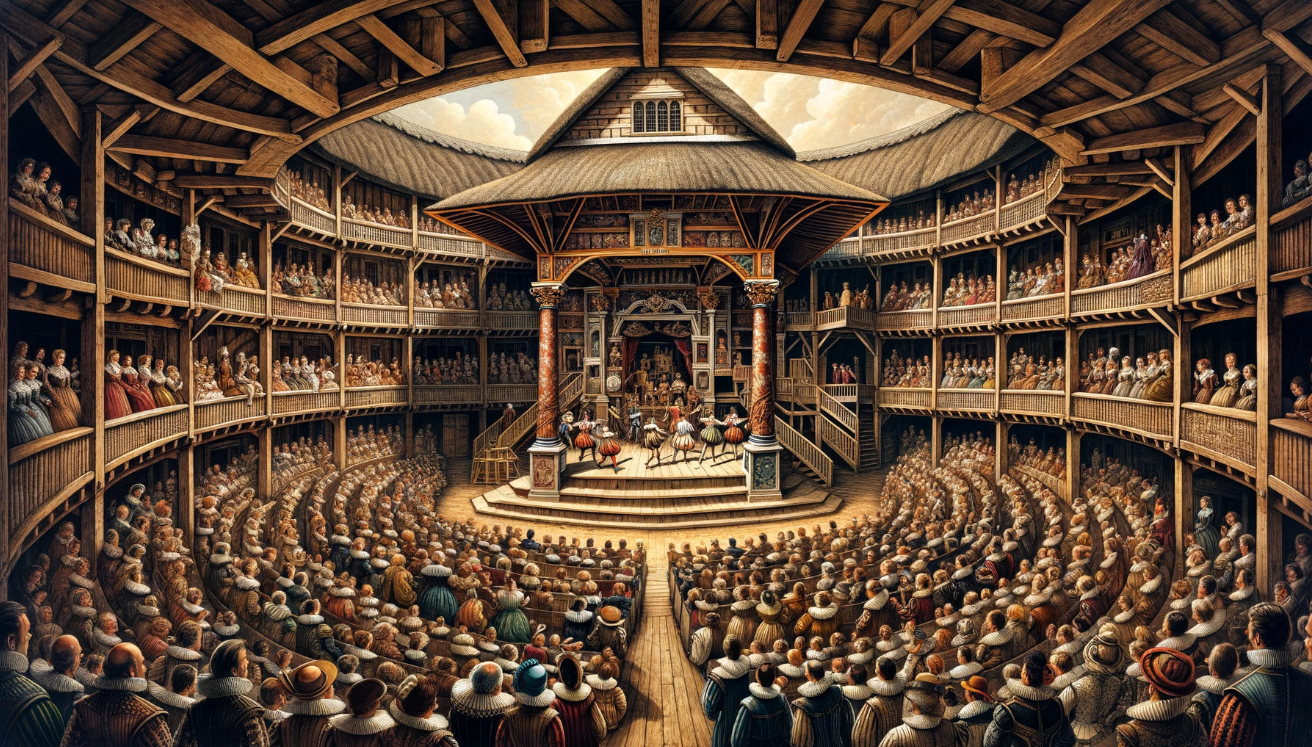 Elizabethan theatre full audience 