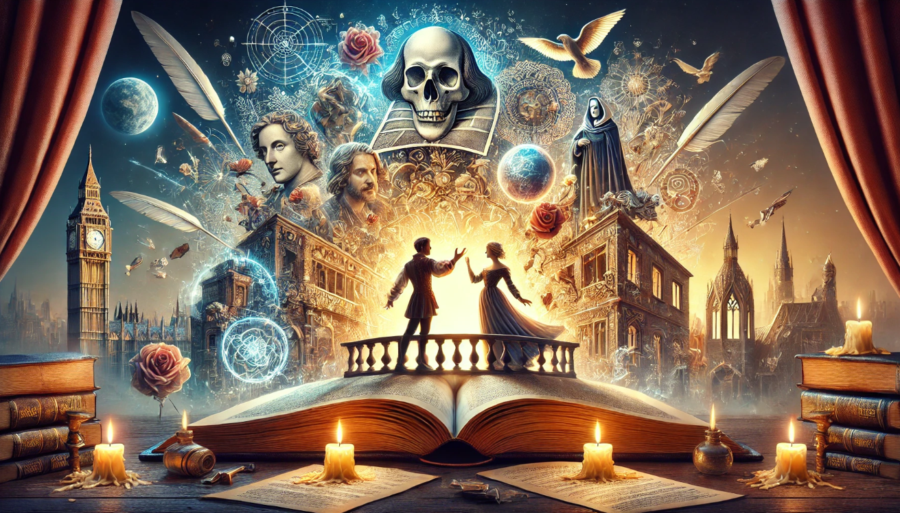 Romantic Shakespeare fantasy illustration.

