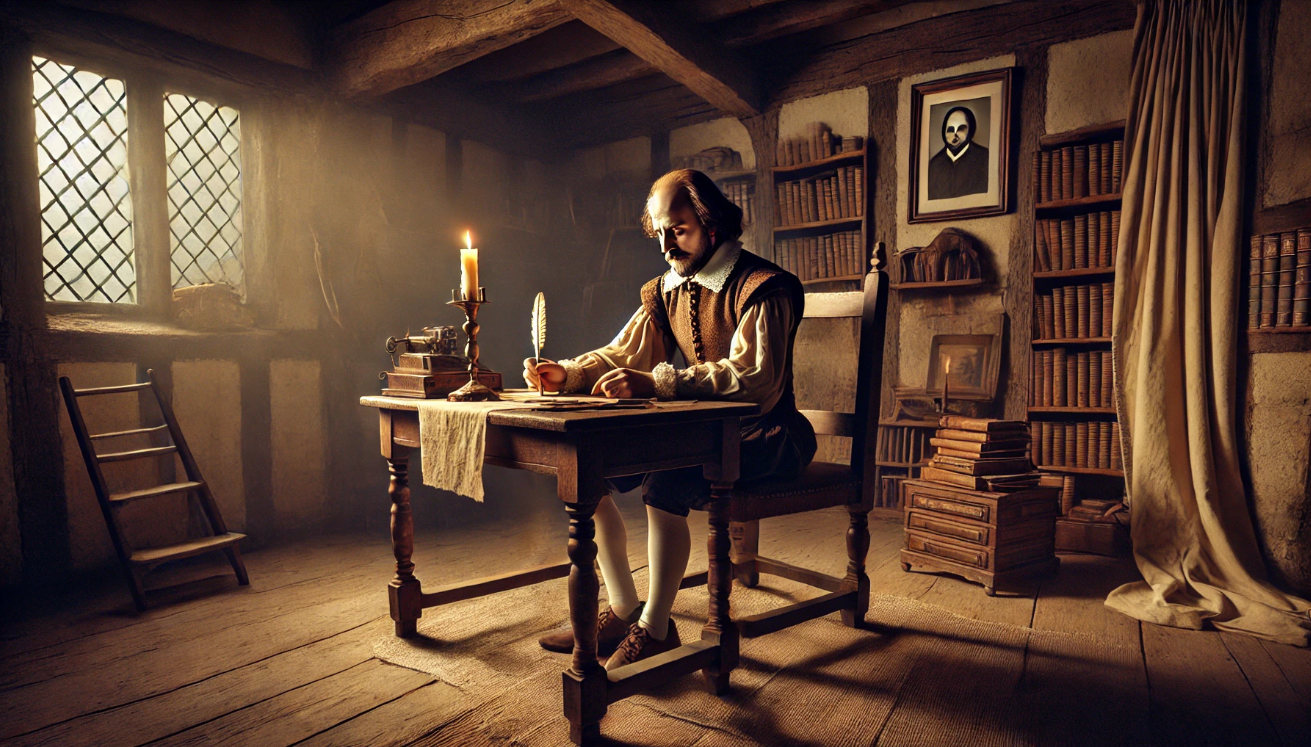 Scholar writing in study