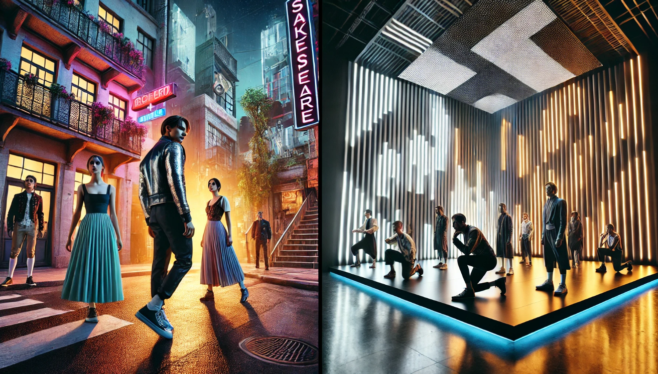 "Modern Shakespeare street performance"