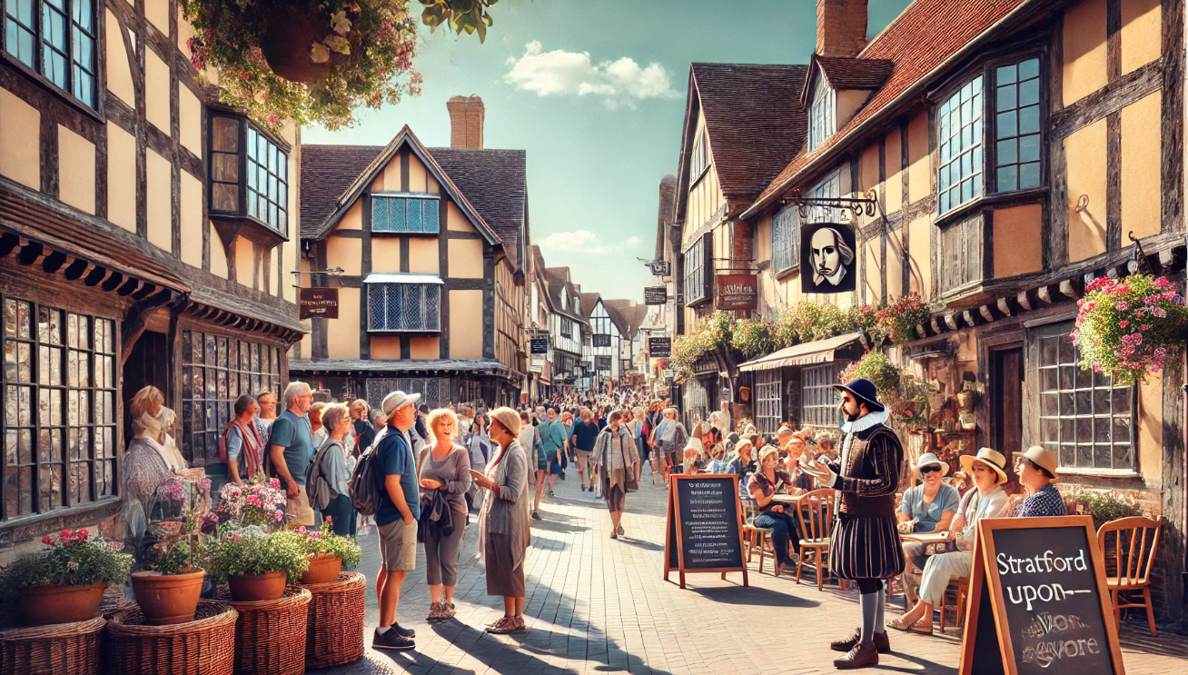 Bustling Shakespearean street scene