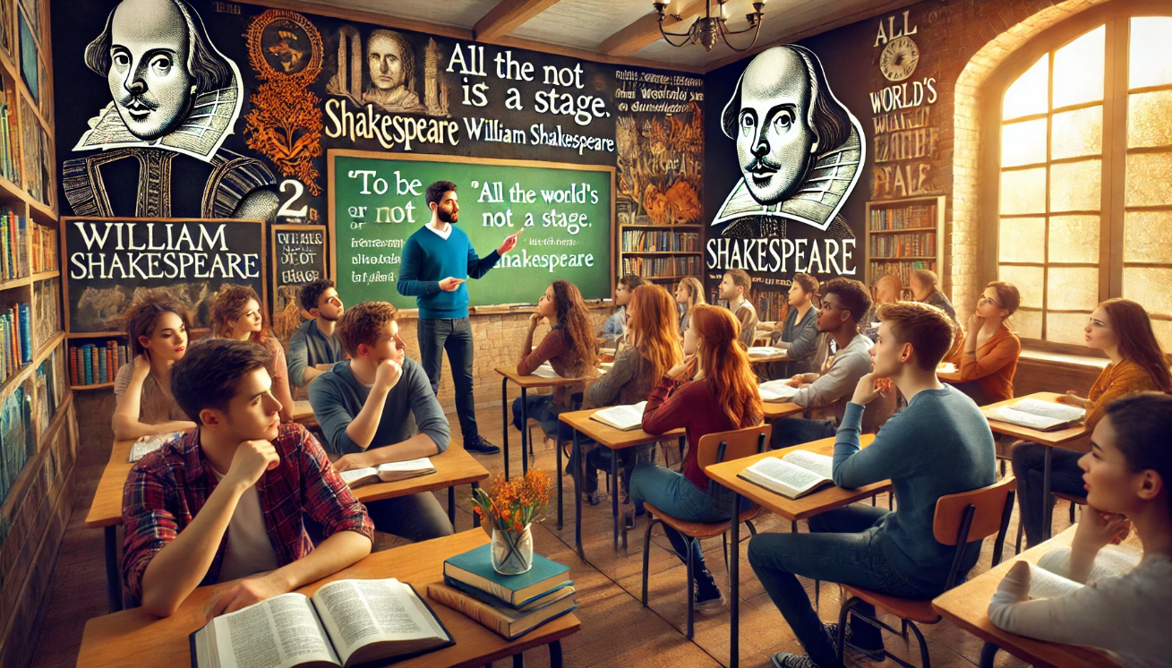 "Shakespeare classroom lecture scene"