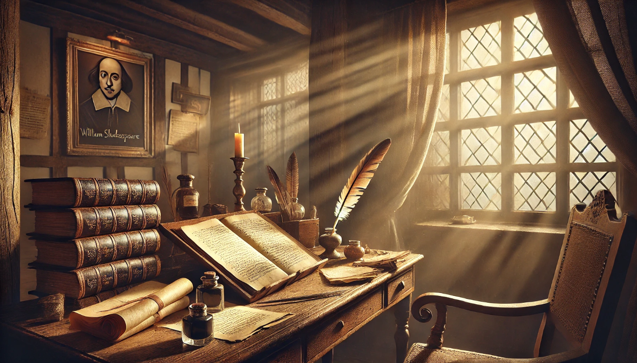 "Shakespeare's study with books"