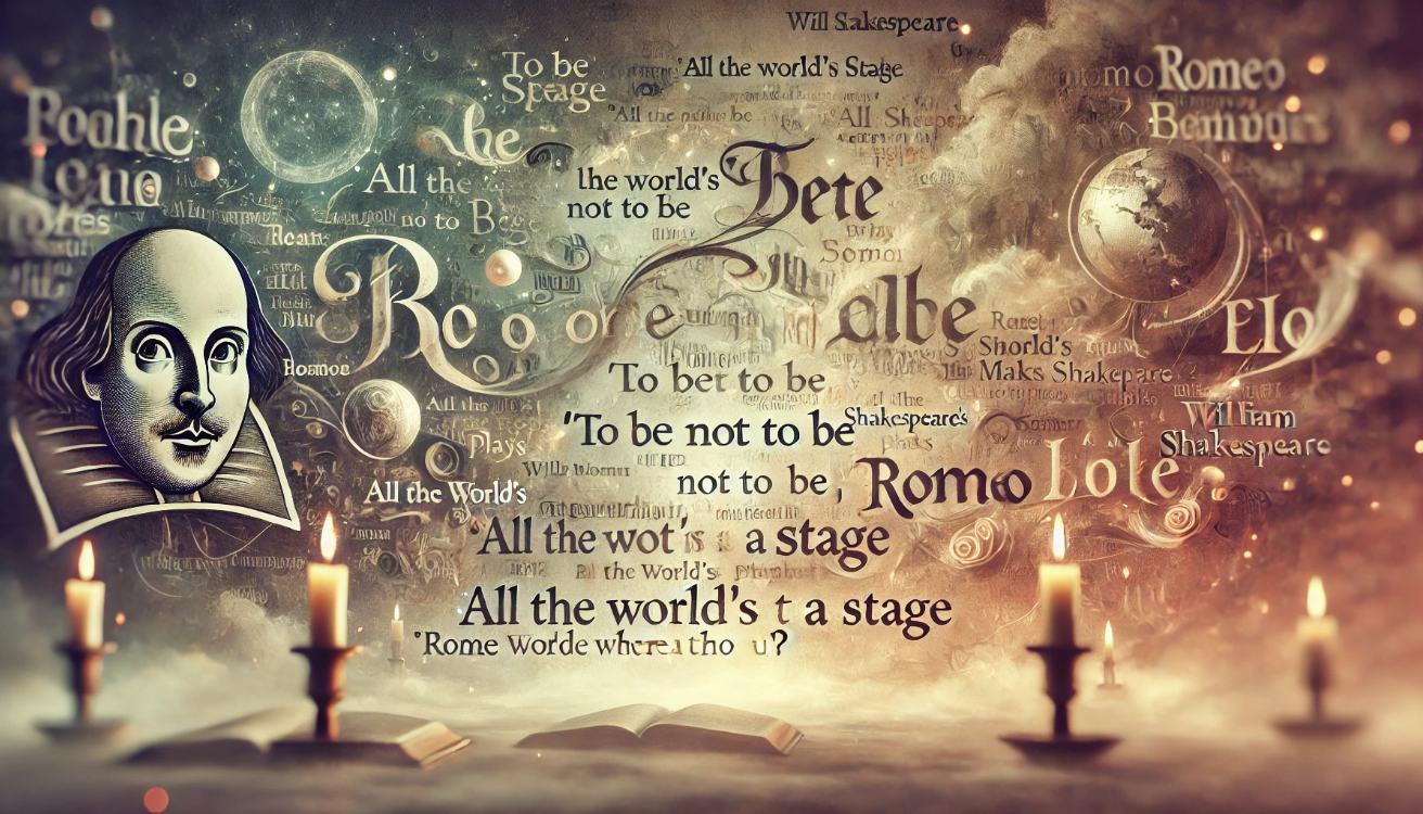 "Shakespearean quotes candlelit background"