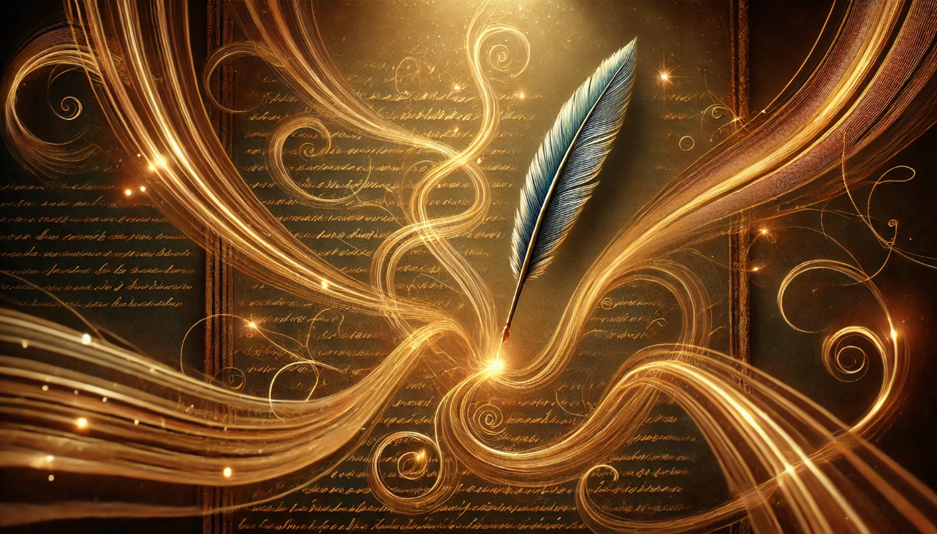 Magical quill with script