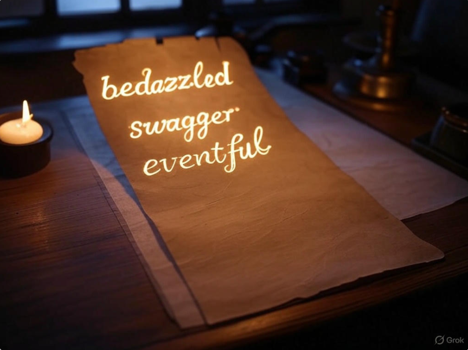 Parchment with playful words
