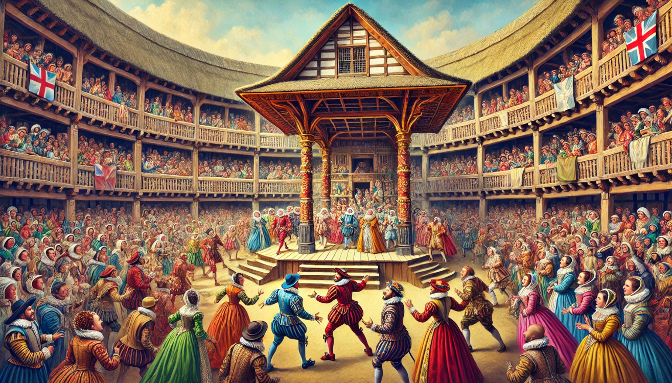 "Elizabethan theatre stage performance"

