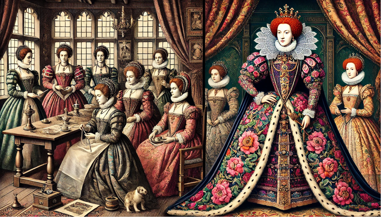 "Elizabethan ladies with queen"