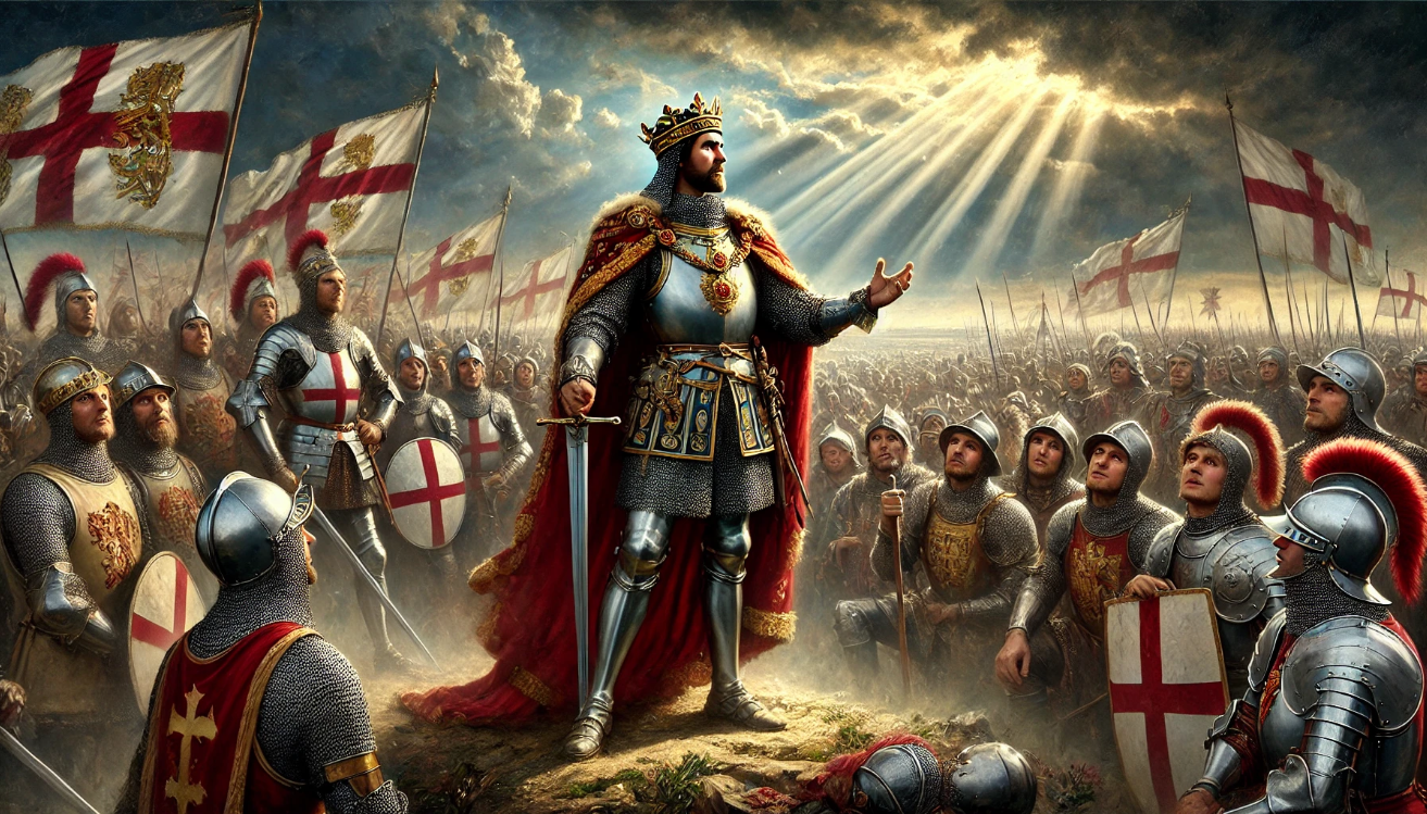"King leading armored army"