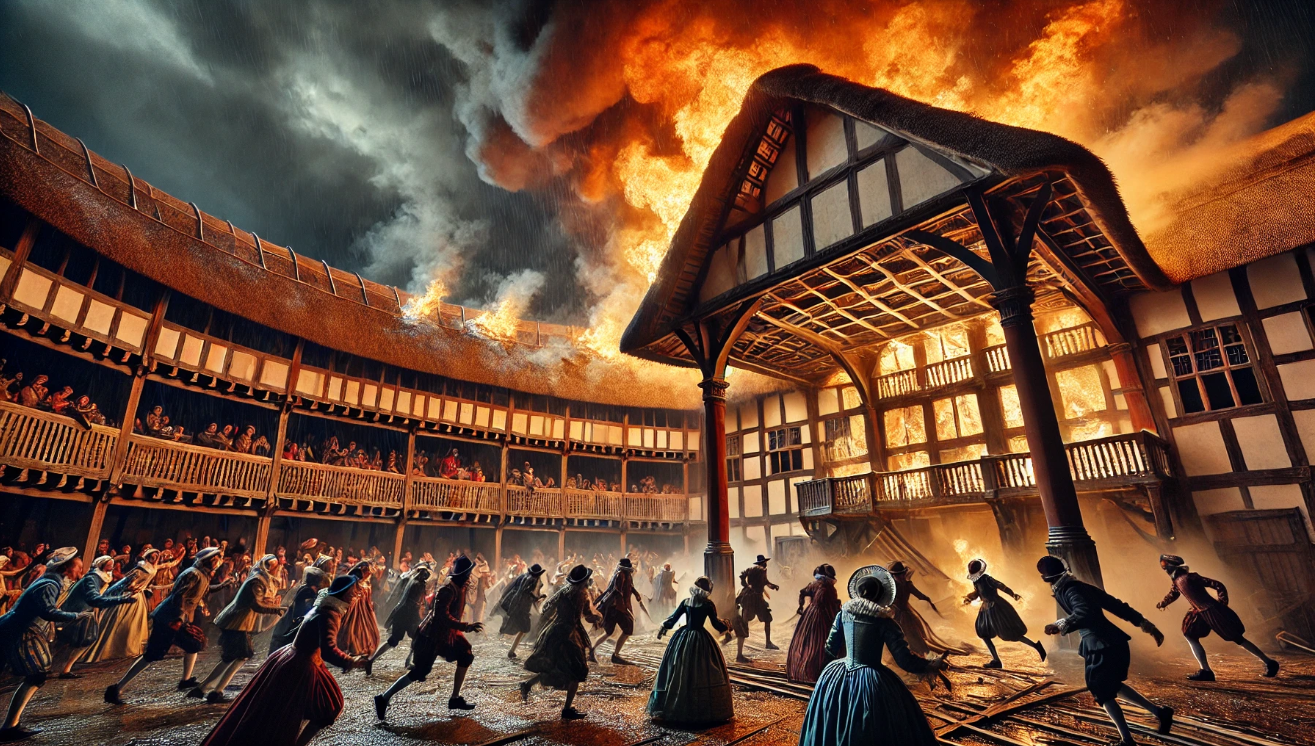 Globe Theatre fire panic

