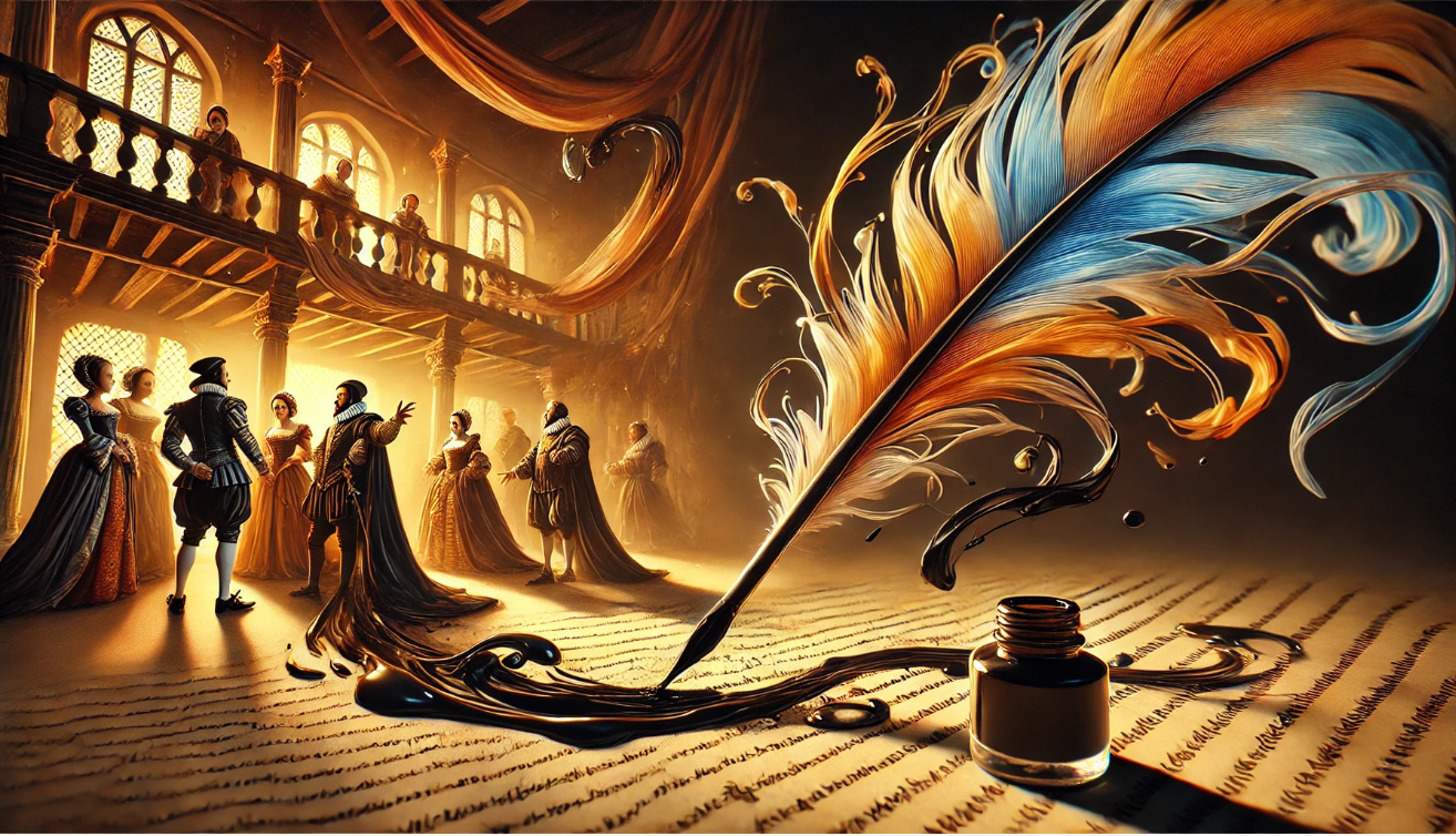 Historical scene with quill