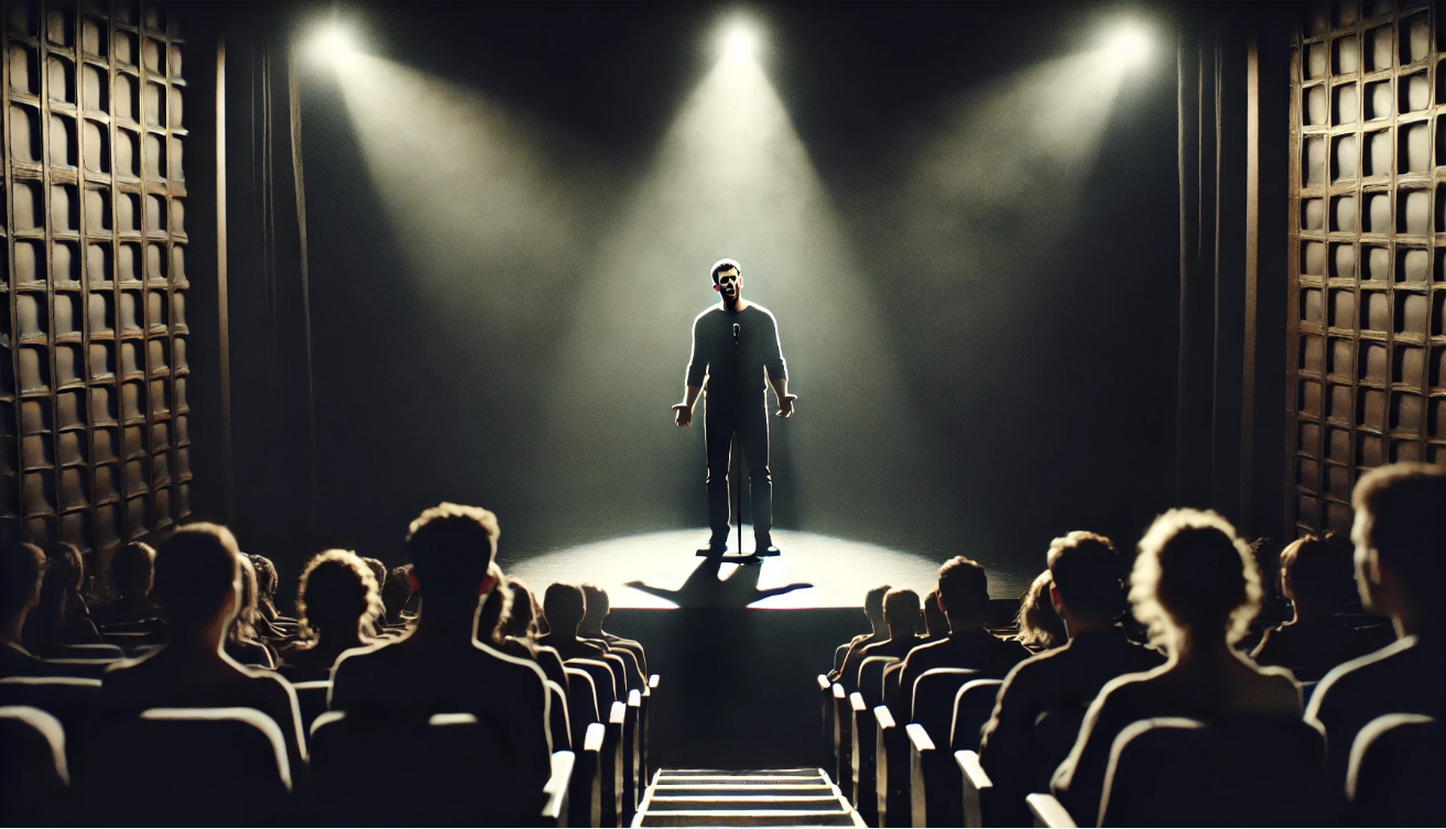 Actor on stage performing