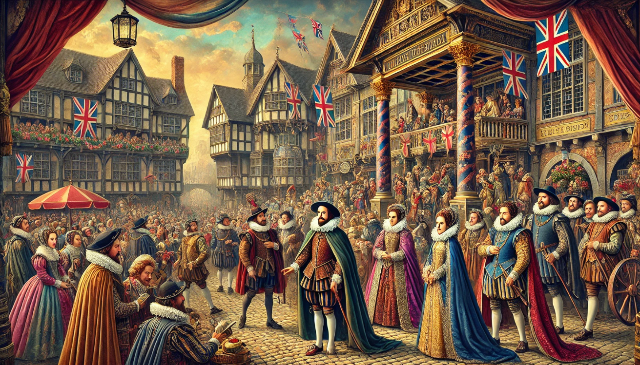 Elizabethan festival with flags