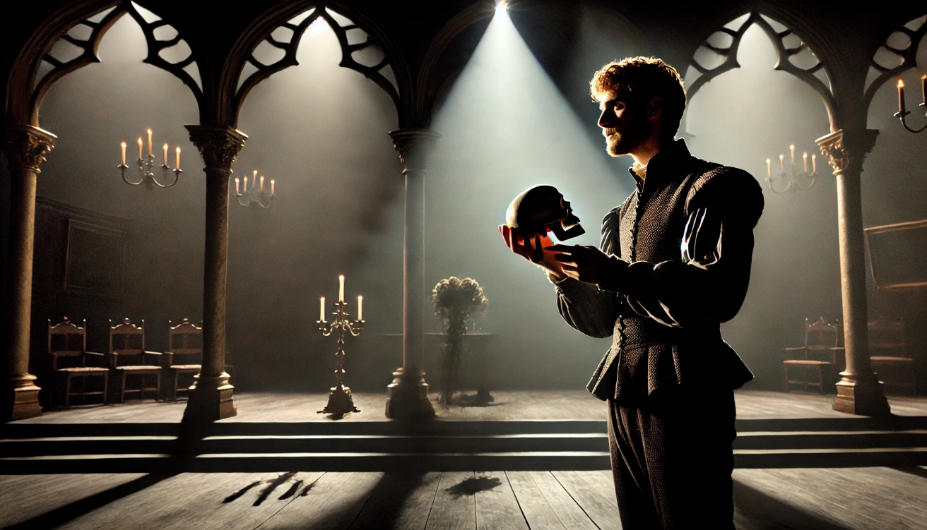 "Hamlet holding Yorick's skull"