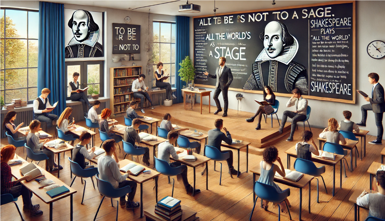 "Classroom with Shakespeare quotes"