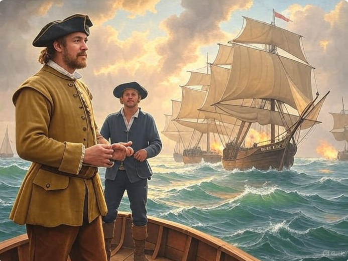 Elizabethan sailors at sea

