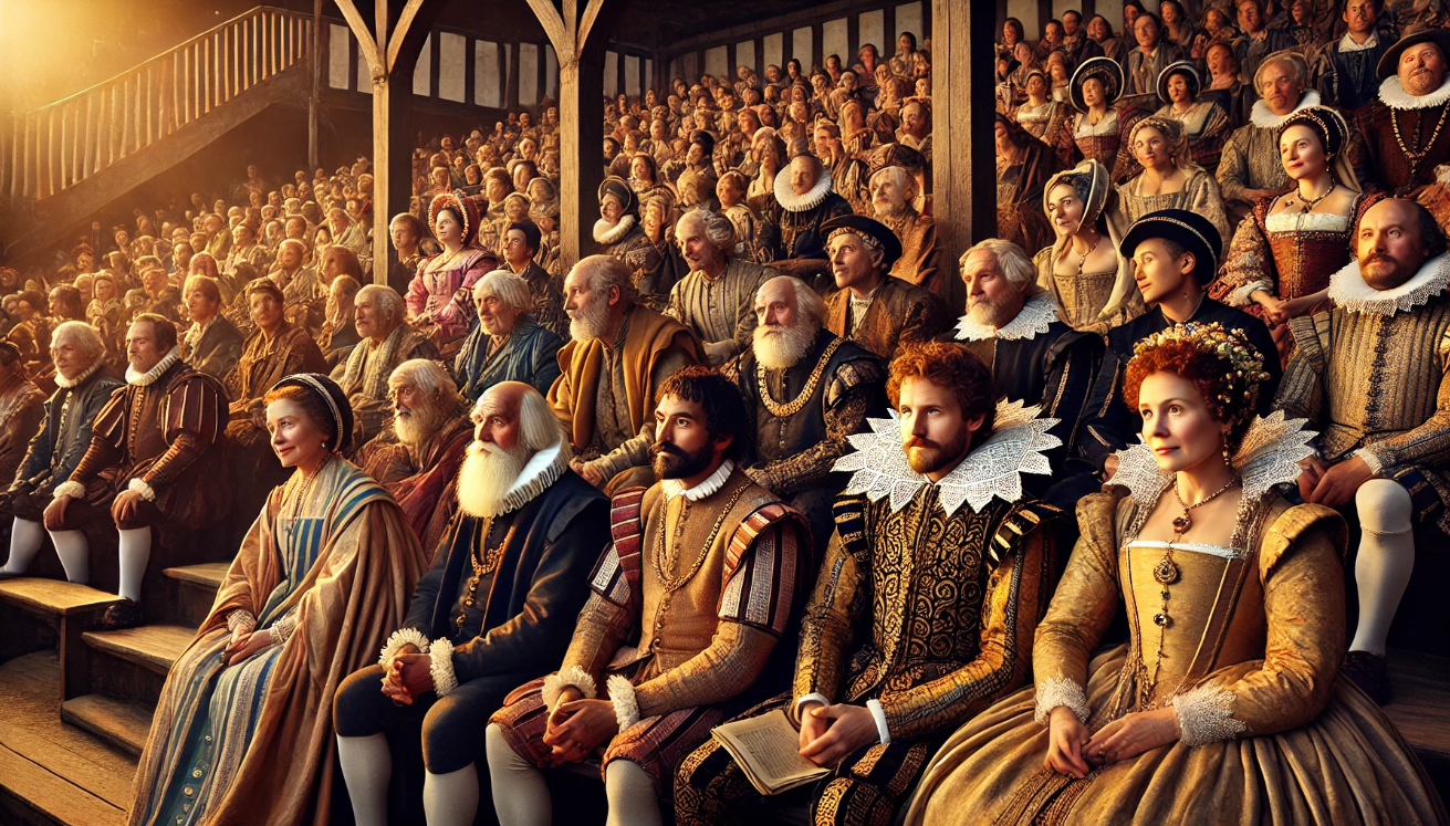 "Elizabethan audience watching play"