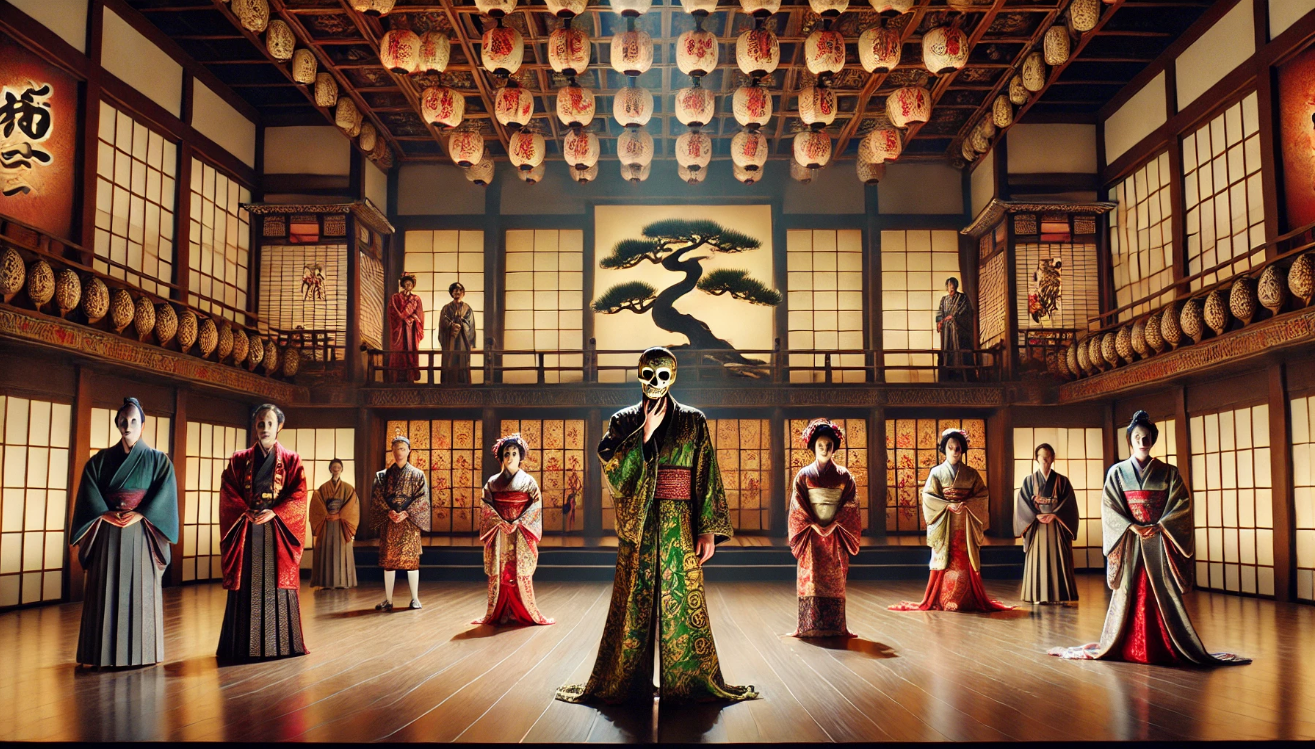 "Masked figure in theater"