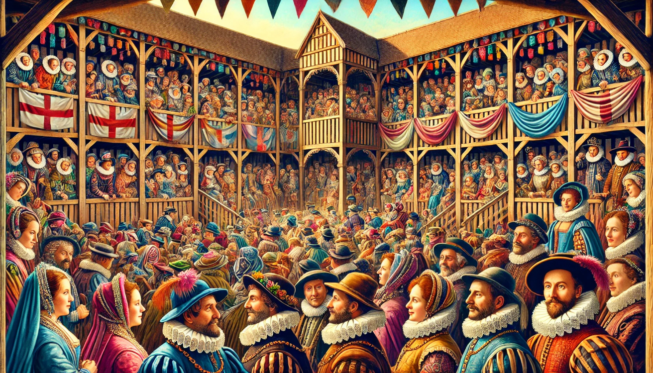 "Elizabethan theater audience scene"