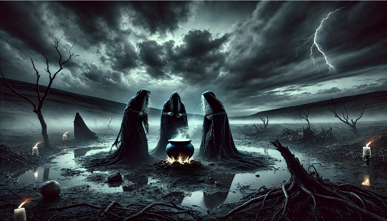 "Witches brewing potion stormy"