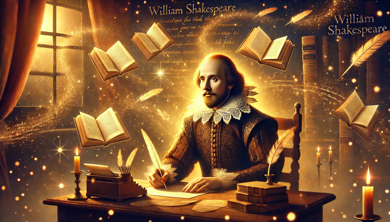 Shakespeare writing with magic

