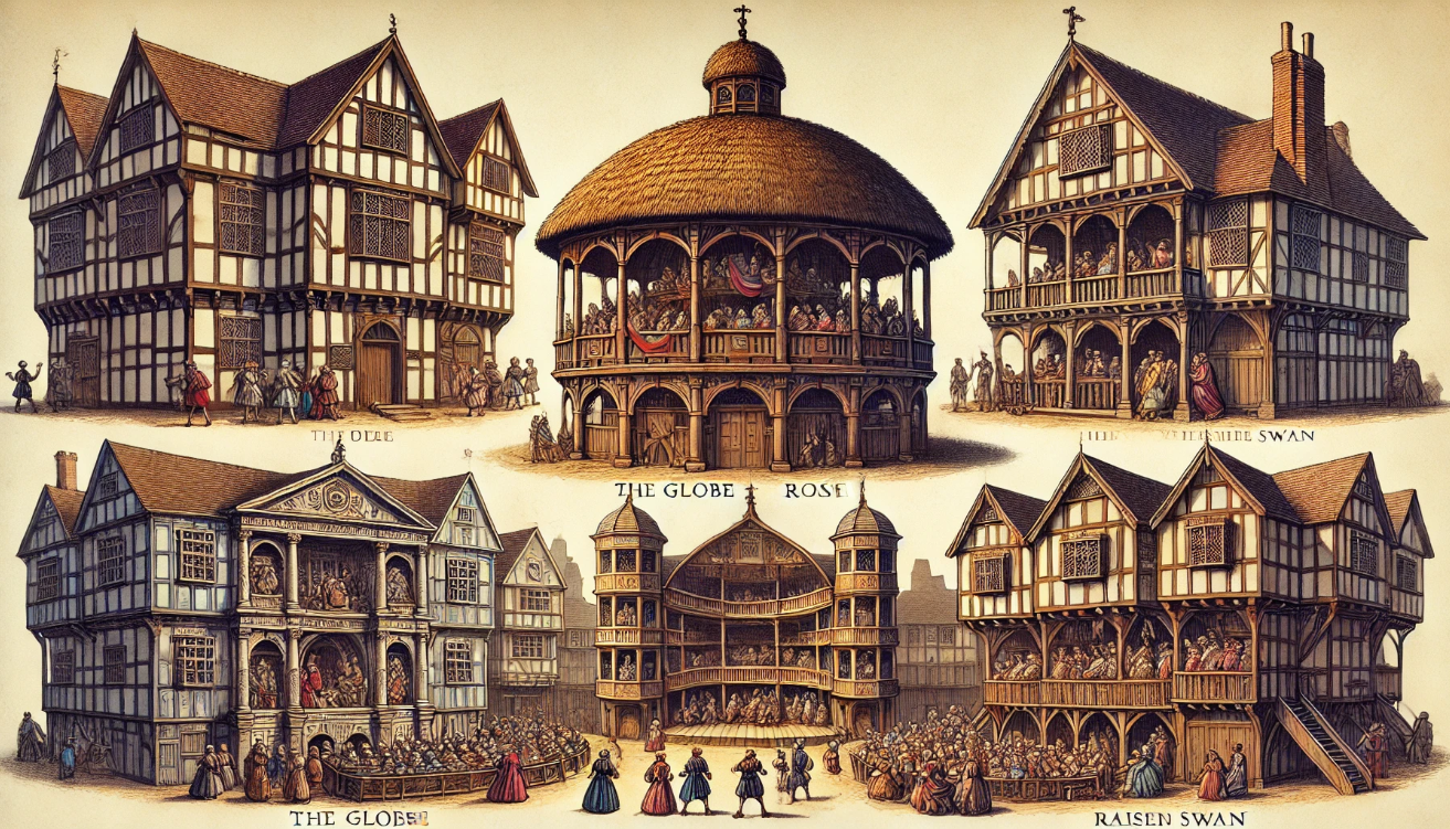 Elizabethan theaters with crowds