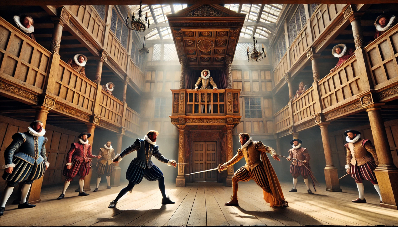 Elizabethan duel in theater
