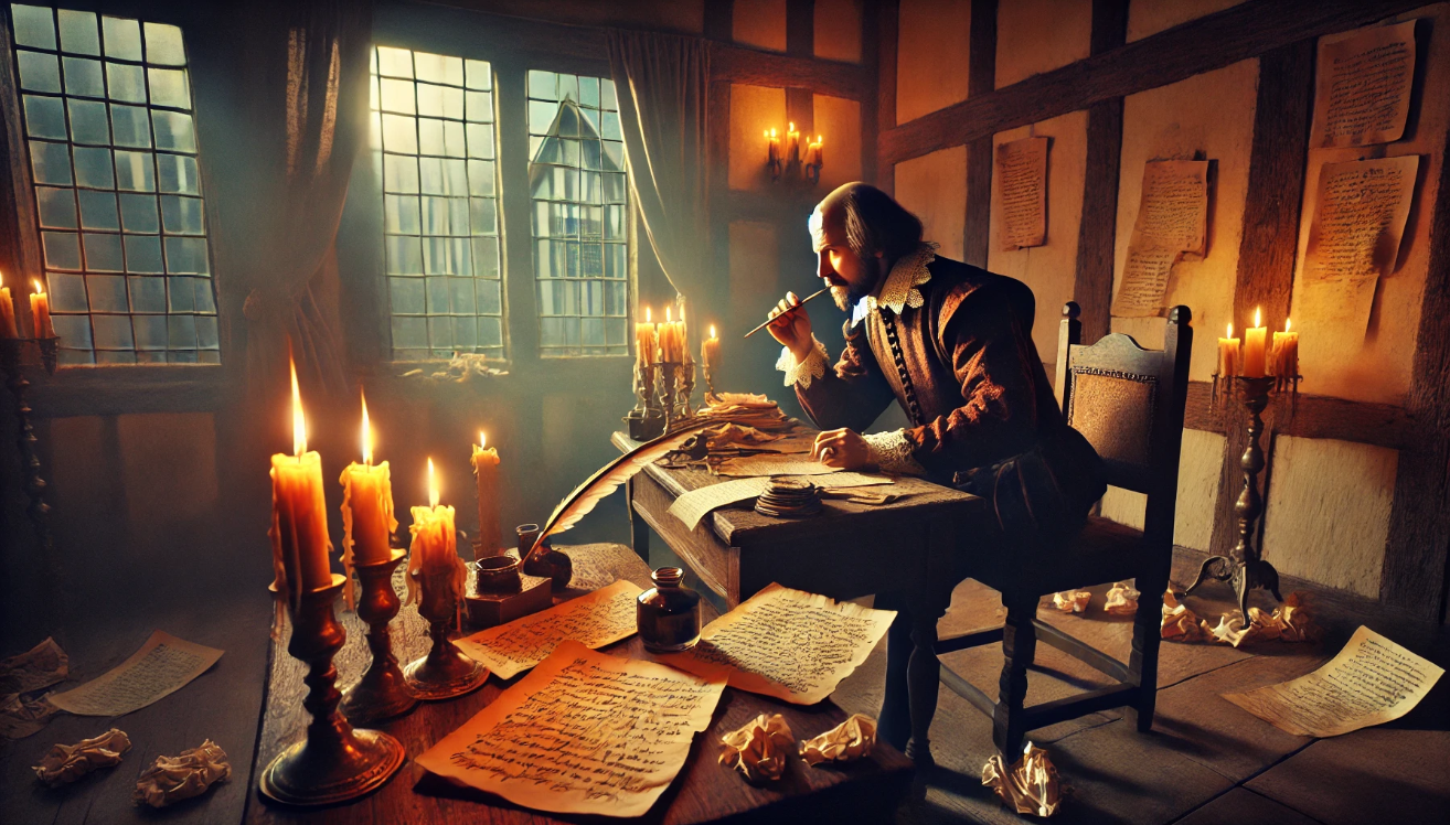Renaissance writer at desk