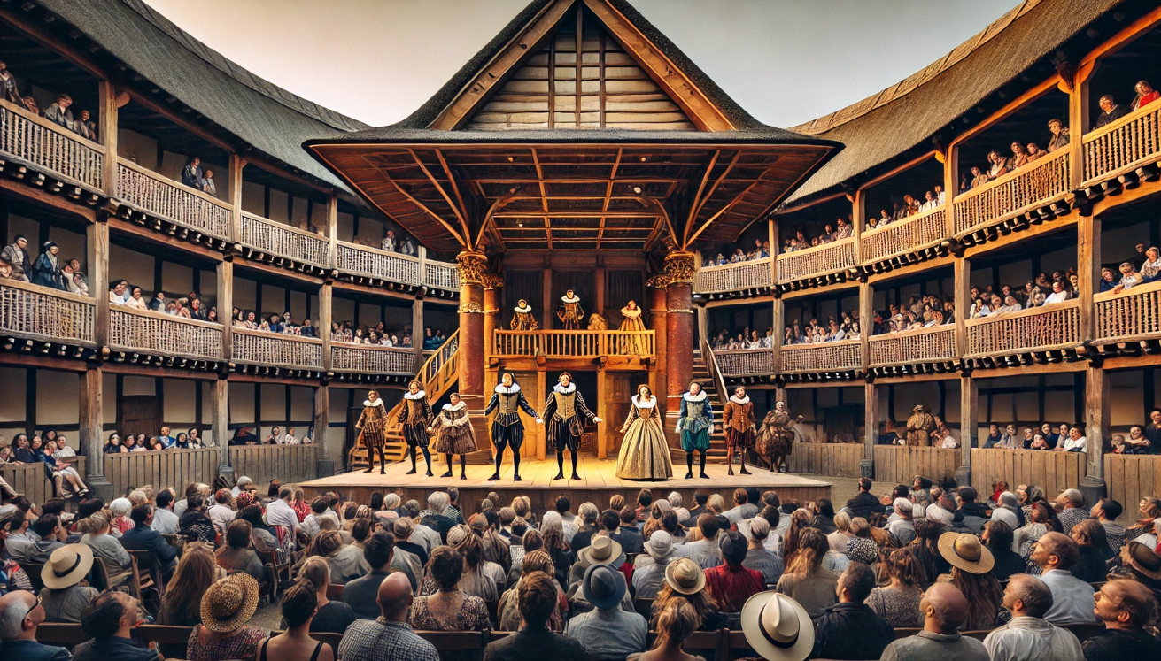 Elizabethan play with crowd
