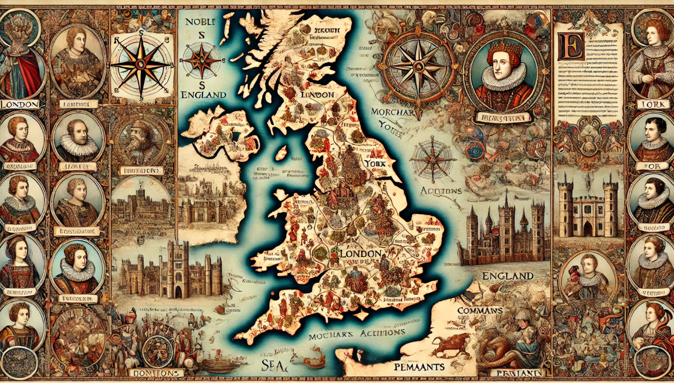 Elizabethan map with portraits