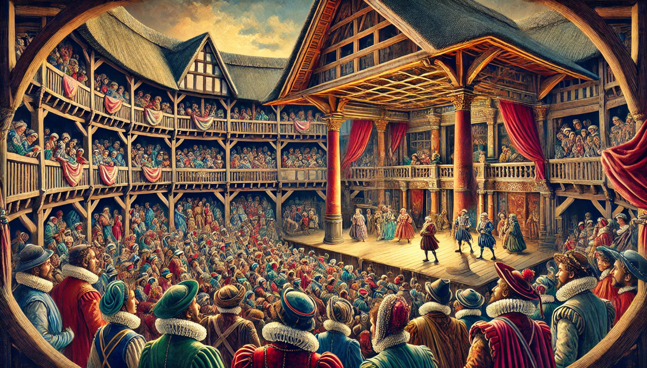 Elizabethan theater performance crowd