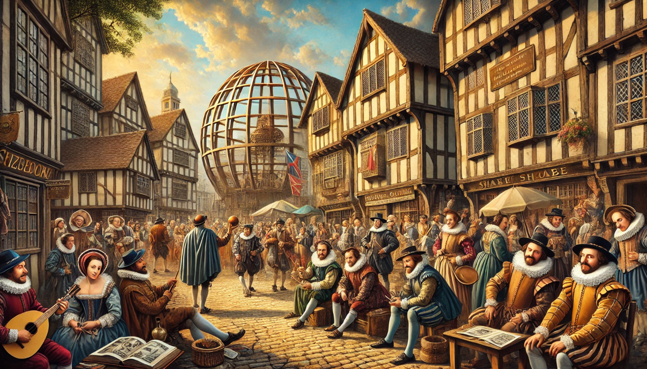 "Medieval town with globe"