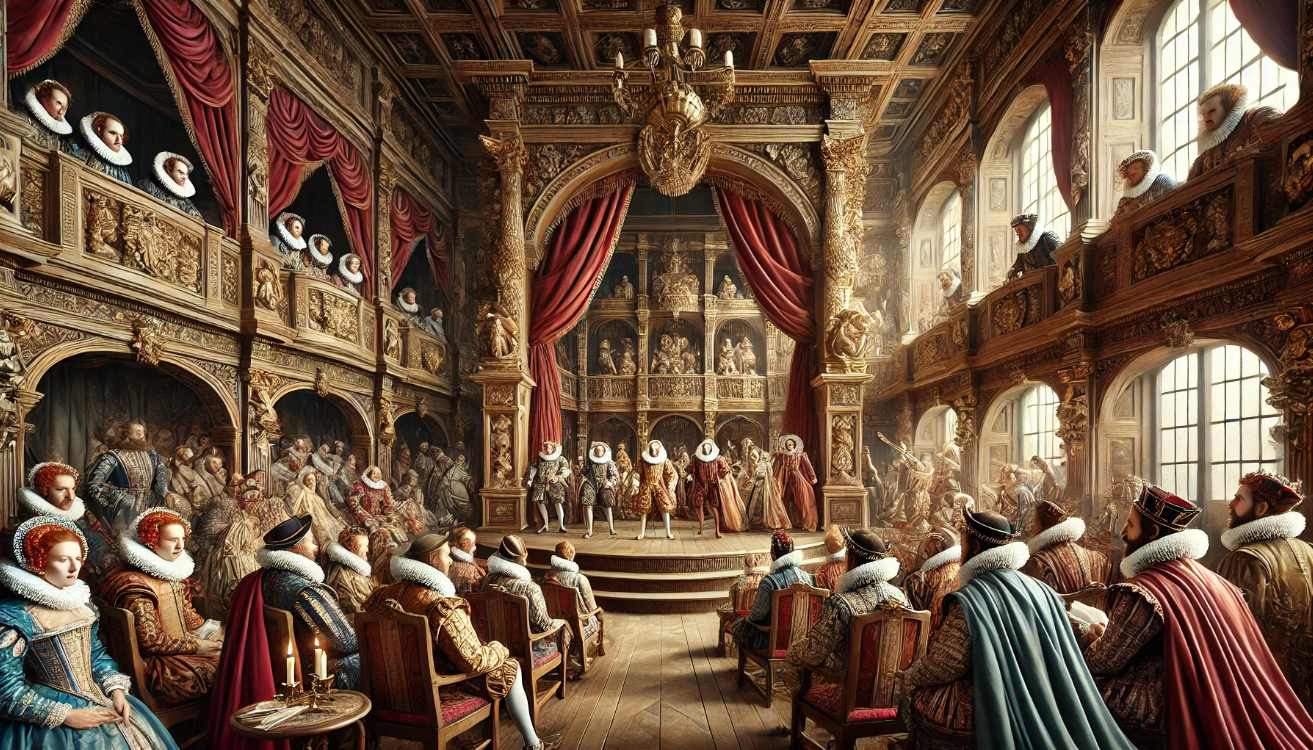 "Ornate theater with performance"