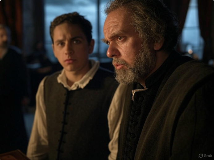 "Two men in historical attire"