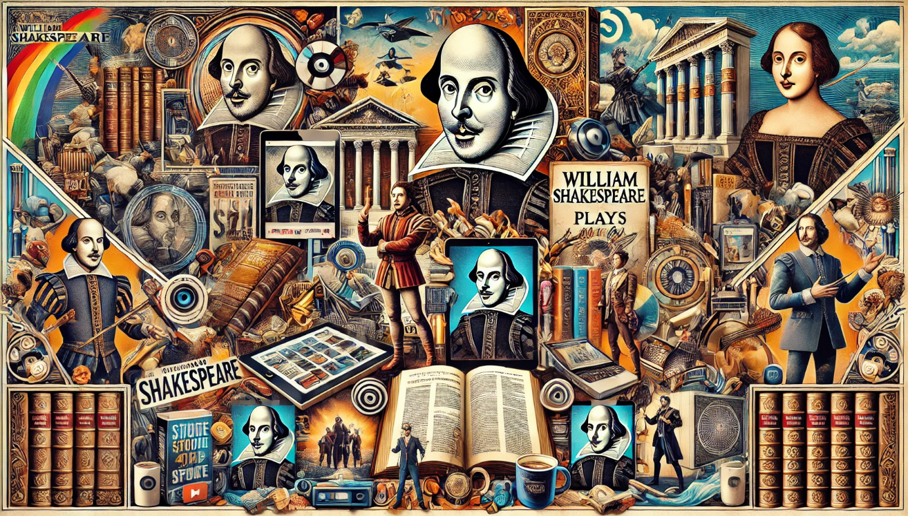 "Shakespeare-themed collage artwork"