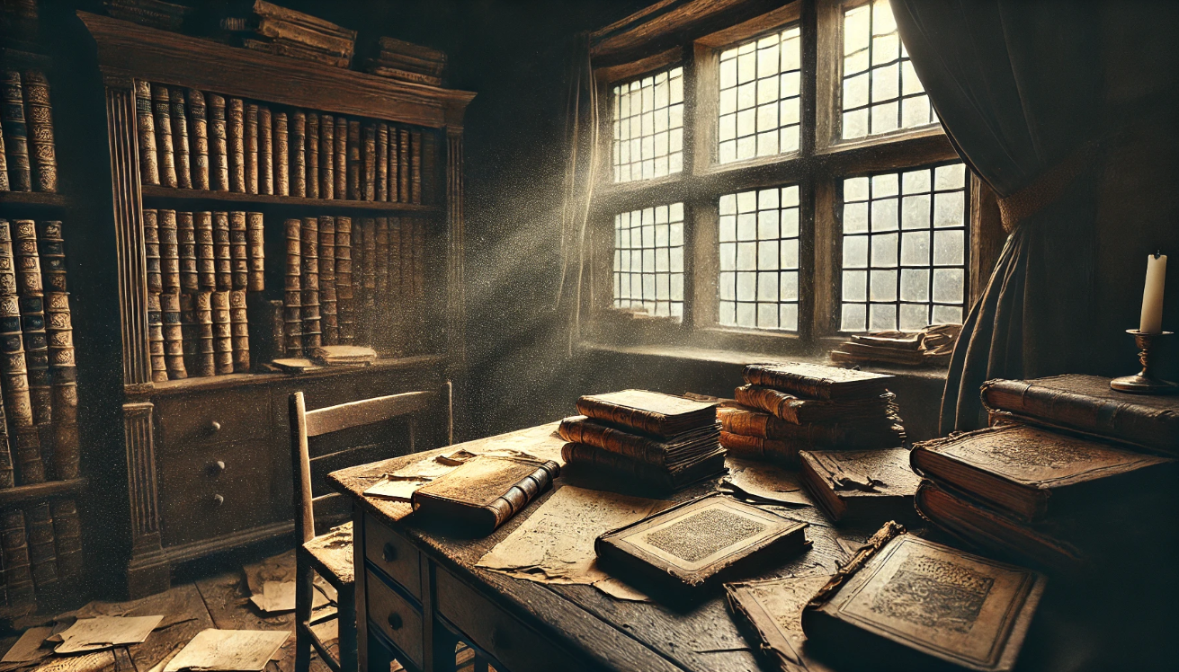 "Ancient study with books"