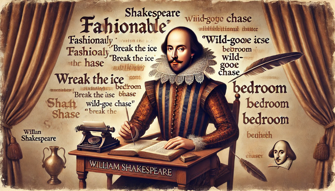 Shakespeare writing at desk