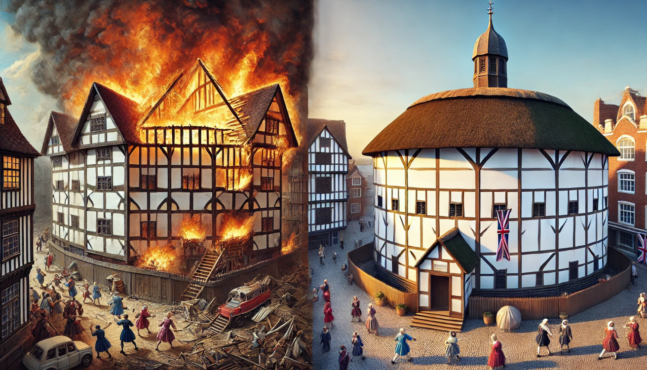"Globe Theatre fire rebirth"