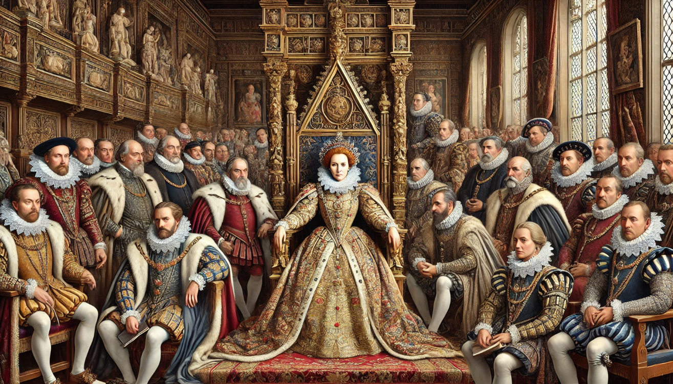 "Queen Elizabeth with courtiers"